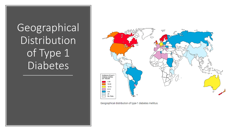 Map of the Geographial Distribution of Type 1 Diabetes
